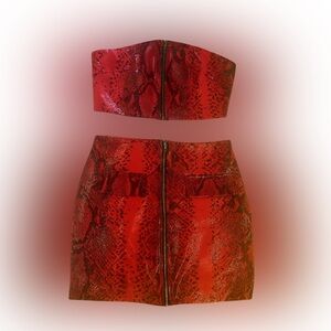 Red Snake Print Two-Piece Set